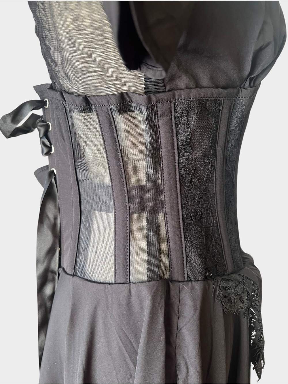 Corset Story SDS016 Black Lace Steel Boned Corset Dress 26” US 8 - Picture 8 of 16